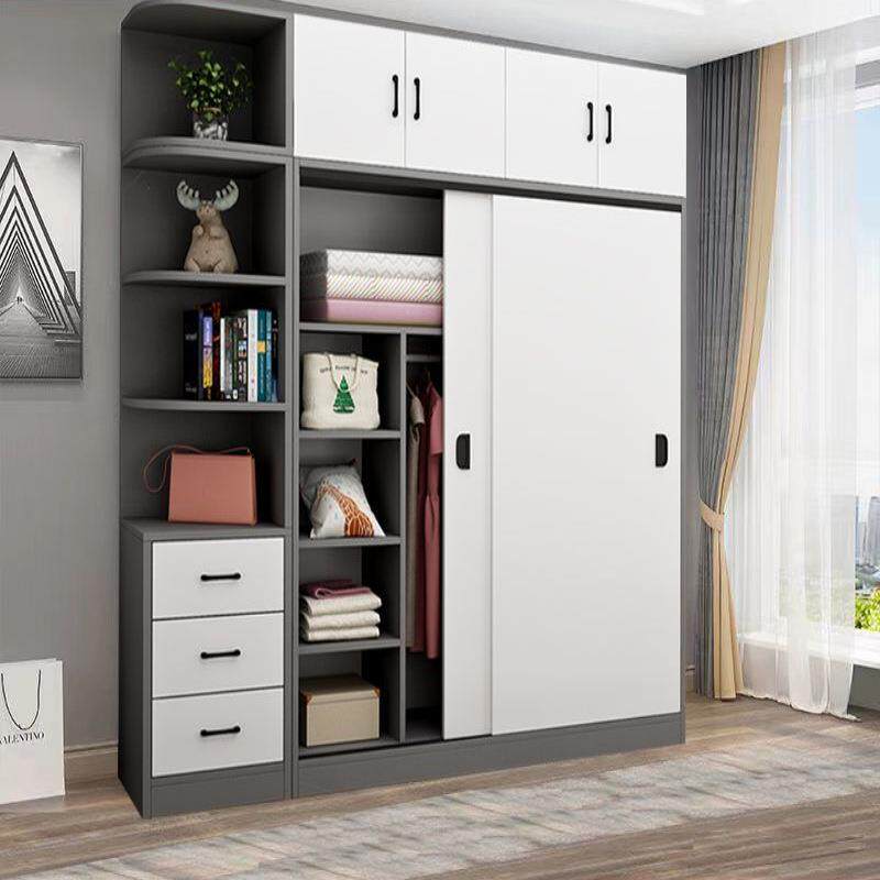 衣柜家用卧室推拉门多功能木柜成人简易组装储物柜儿童移门大奥跃