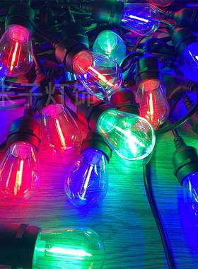 户外防水灯串S14欧规220V小灯泡E27装饰彩灯串灯节日派对七彩灯