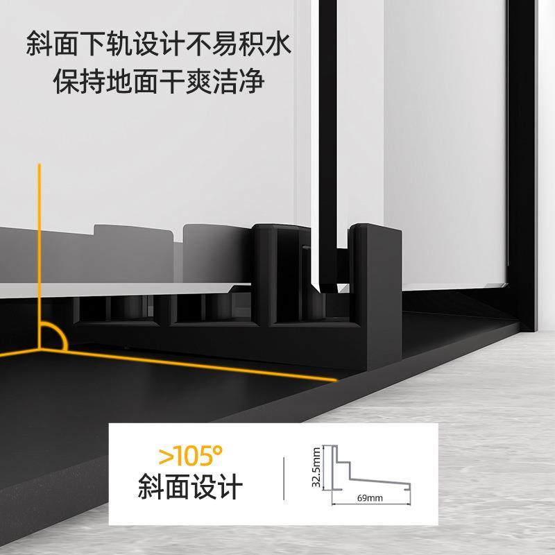门三联动浴房一型卫生间下VKN沉式玻璃字隔断浴淋室洗澡移门式浴