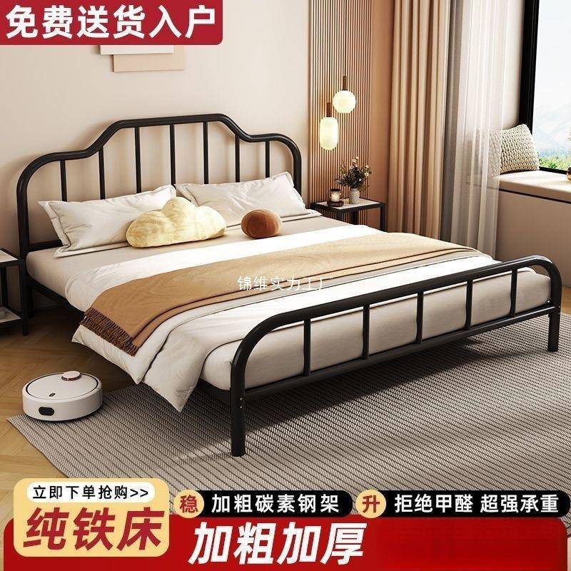 欧式现代铁艺床加粗.双人床轻奢床单人床网红出租屋简约公主床