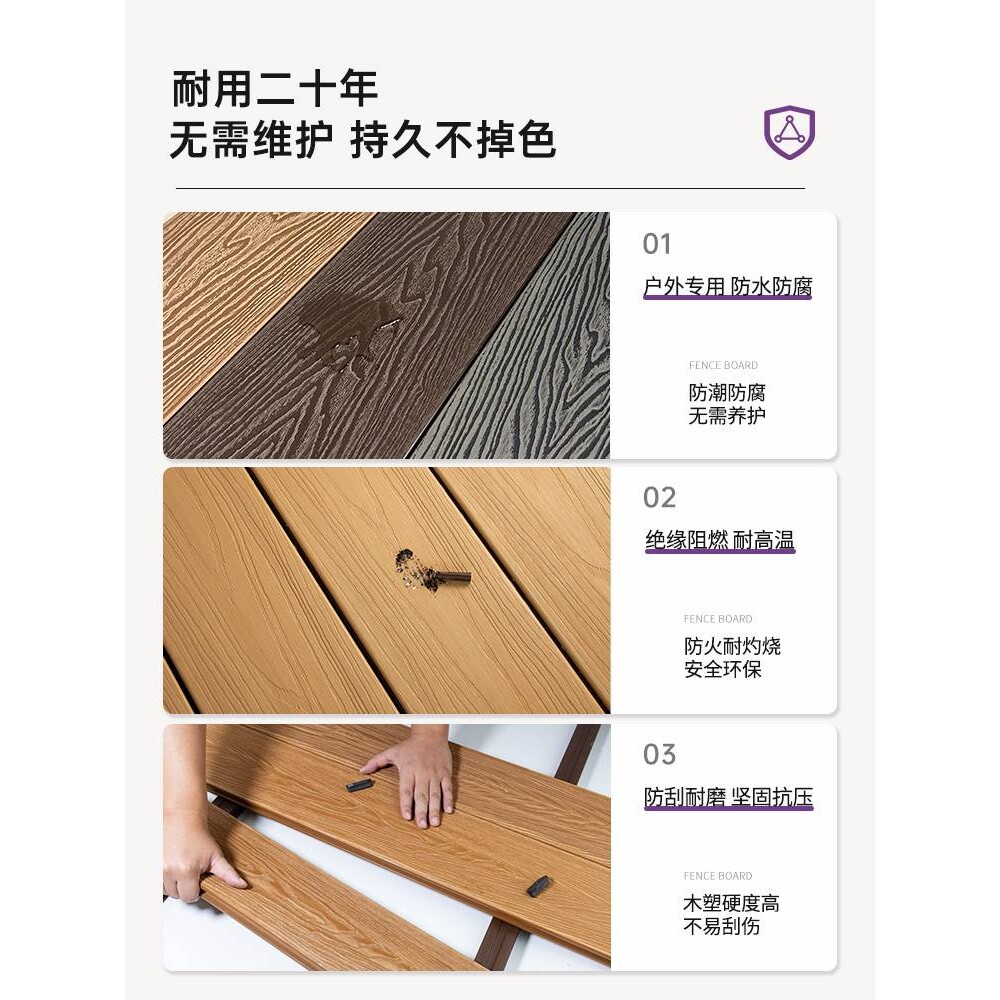 塑木地板户外二代共挤木塑板花园防腐木露台地板室外地面铺设庭院
