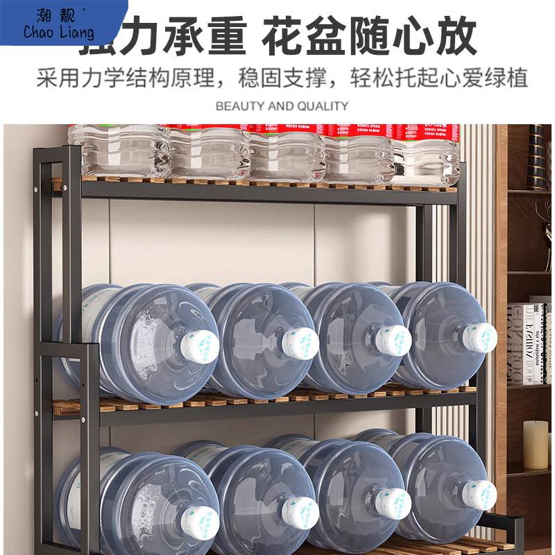 花架置物架阳台花架子客厅落地式铁艺实木质多层植物多肉花盆包邮