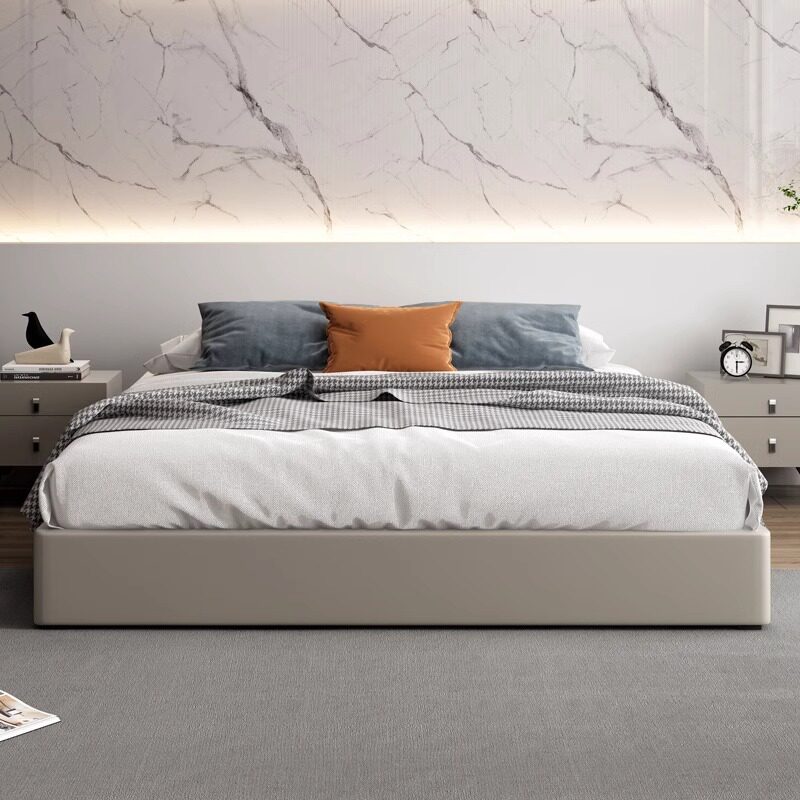 轻奢极简无床头床无靠背落地榻榻米排骨架床架子储物箱体现代简约