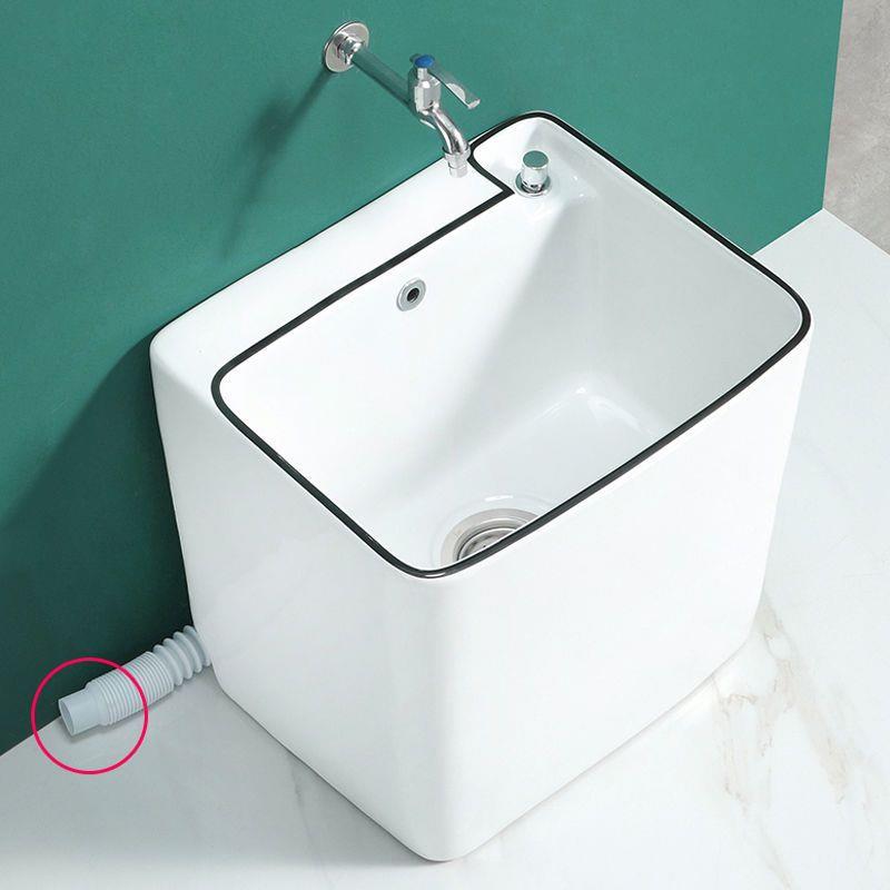 家阳拖台卫生间洗拖把池655黑边布池墩布盆池陶瓷水槽脚高用佳泰
