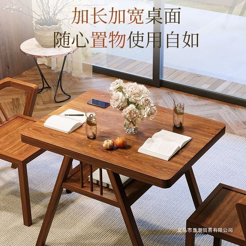 全实木阳台小茶桌阳台桌椅可折叠家用小户型书桌收纳茶台伸缩餐桌