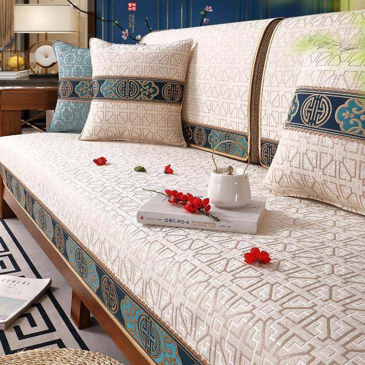 新中式沙发垫四季通用高档防滑坐垫子现代中式实木沙发套罩盖布巾