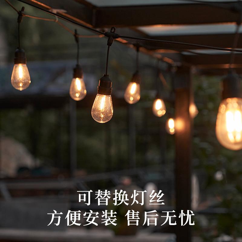 户外防水装饰灯串阳台花园聚会婚庆布置庭院节日派对复古LED灯串