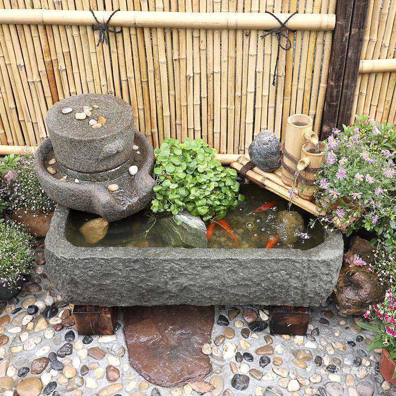 Y老石日式造景石磨鱼缸庭院流水摆件循环水花园装饰阳台鱼池水景,家居饰品,装饰摆件,淘宝优惠券,粉丝福利购,淘宝优惠卷