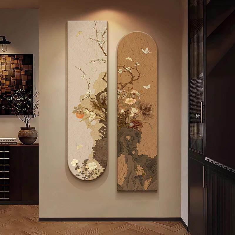 宋代美学中古风玄关装饰画法式复古走廊过道挂画中式高档客厅壁画