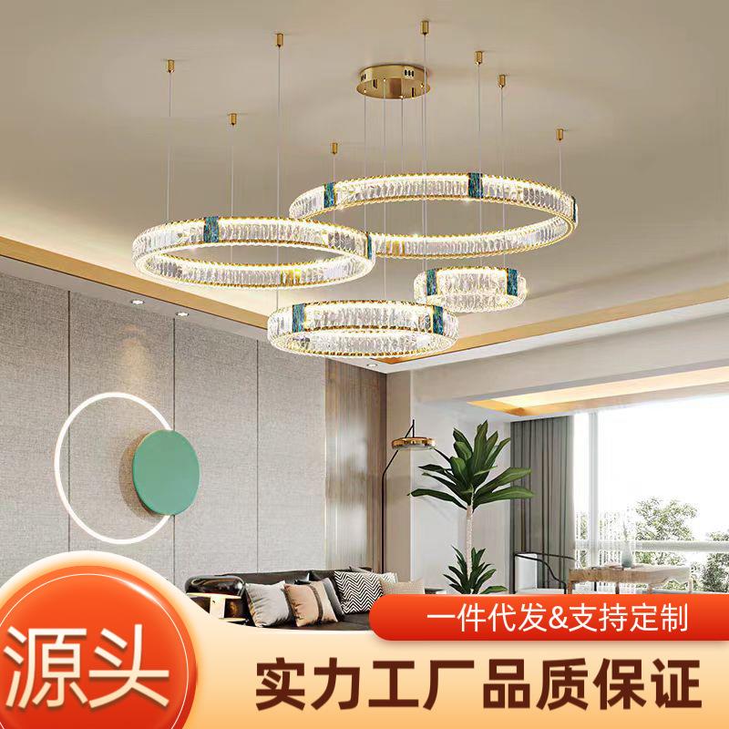 轻奢水晶吊灯客厅灯餐厅复式楼别墅楼梯灯酒店包间样板房间大吊灯