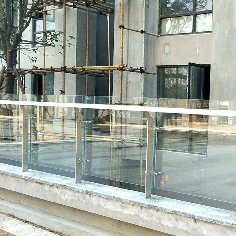 304不锈钢楼扶手立CQK柱护栏程地铁璃商场车站阳台玻栏工杆梯