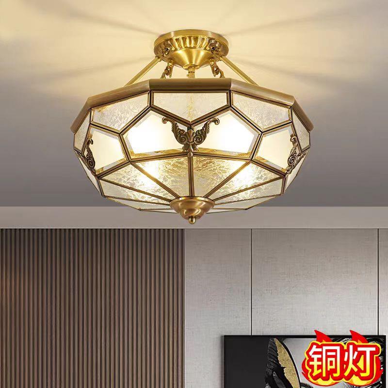 全铜吸顶灯户外屋檐凉亭入户门玄关过道阳台灯别墅大门口吊灯家用