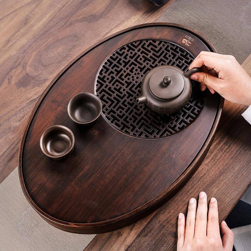 2025新款茶盘家用小型茶台竹茶托盘沥储水茶具圆形办公室实木宣旭