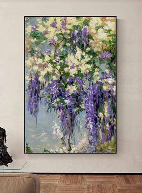 纯手绘油花画关走玄廊卉02310画厚油抽象轻奢装挂饰画餐厅个性壁