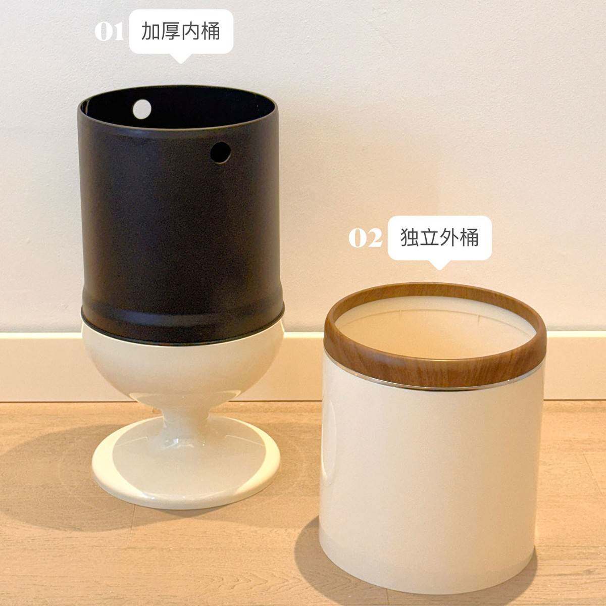 创意垃圾桶家用2025新款客厅高脚带盖大容量高颜值厨房卫生间卧室