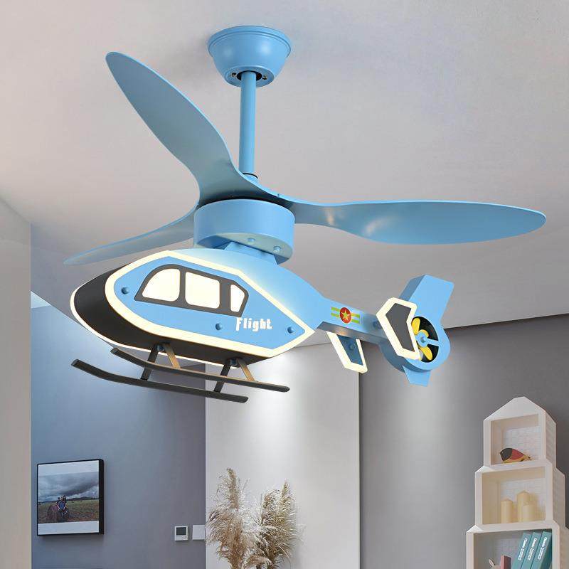 儿童房灯飞机灯男孩创意个性卧室风扇吊灯一体家用卡通房间风扇灯