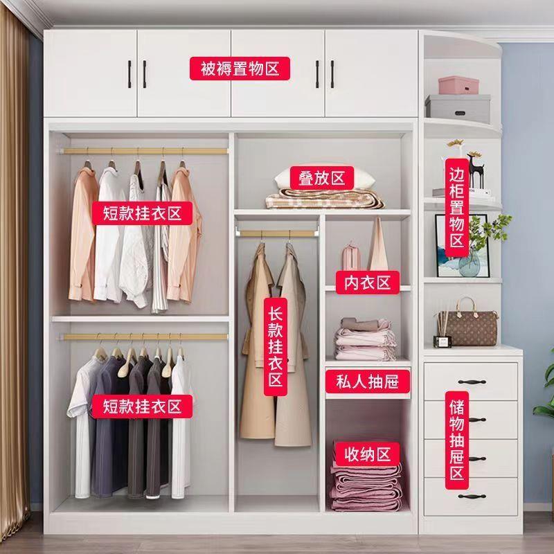 全实木推拉门衣柜卧室家用梳妆台一体收纳柜出租房用简易组装衣橱