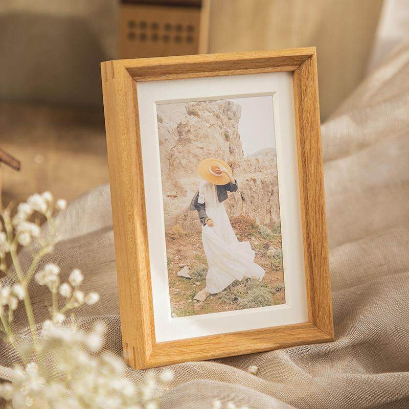 实木相框摆台7寸8寸柚木洗照片做成照片墙装裱框架刻logo相框