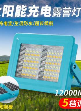 LED太阳能充电投光灯家用停电应急灯夜市摆摊户外露营移动照明灯