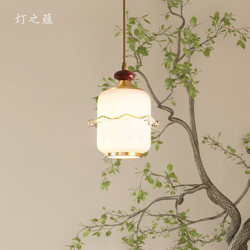 全铜餐厅灯吊灯三头新中式现代简约饭厅吧台灯具创意个性餐吊灯饰