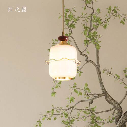全铜餐厅灯吊灯三头新中式现代简约饭厅吧台灯具创意个性餐吊灯饰