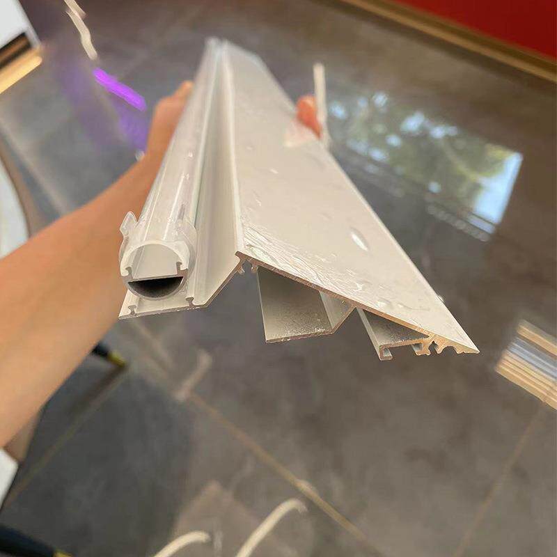 斜面灯槽悬浮吊顶45度回形顶灯带薄如蝉翼反光灯槽斜边线性氛围灯
