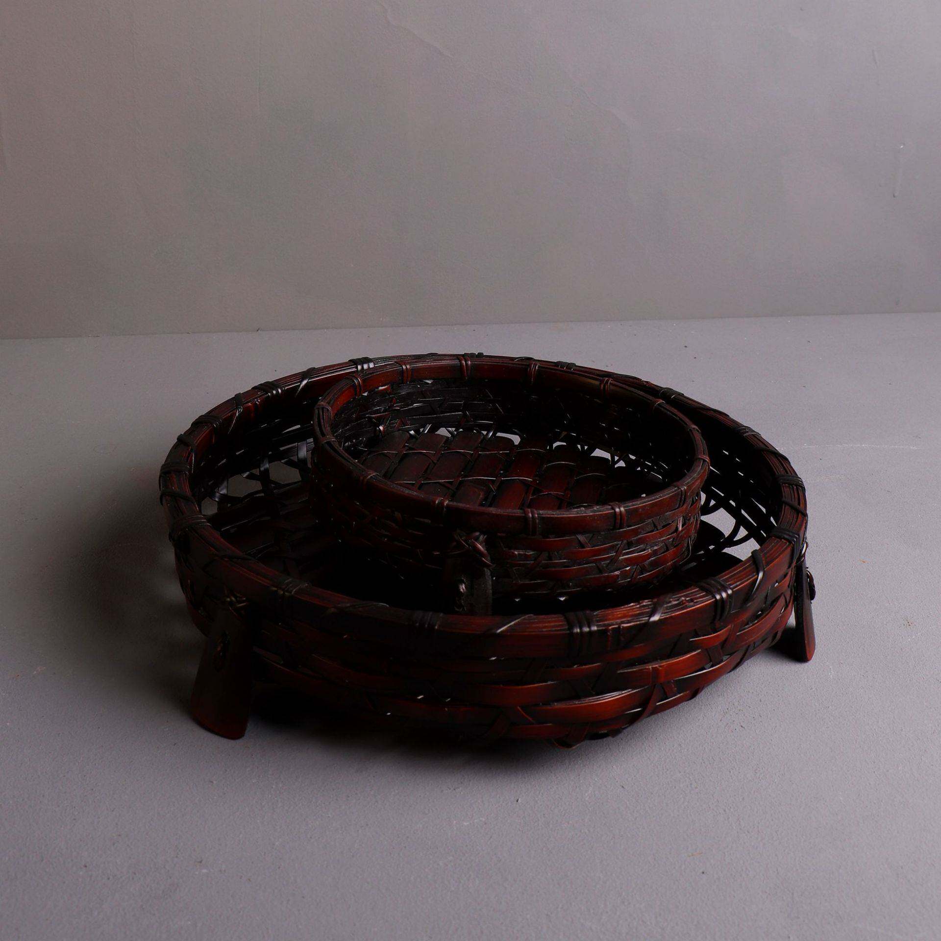 非遗竹编水果盘 手工编织中式茶具收纳篮子 竹制工艺品竹篮子餐具