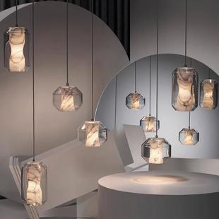 云石玻璃吊灯设计师卧室床头楼梯间过道岛台吧台新中式 艺术吊灯