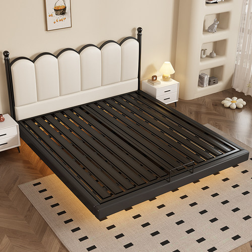 悬浮床双人床主卧大床现代简约宿舍排骨架铁架床加厚加固款铁艺床