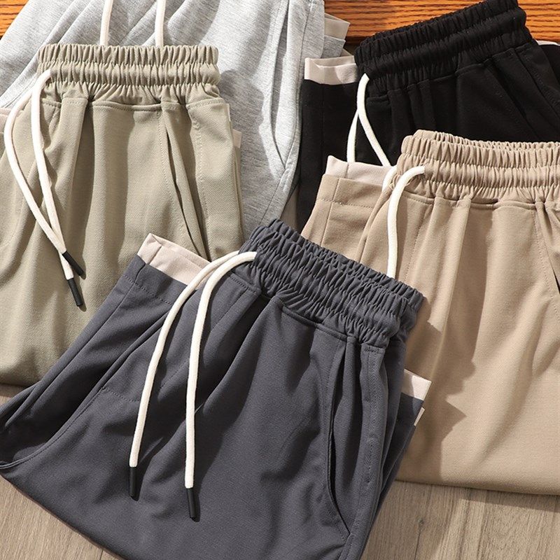 立体冰丝斜纹 外贸男装撞色拼接弹力休闲运动短裤凉感透气五分裤,男装,短裤,淘宝优惠券,粉丝福利购,淘宝优惠卷