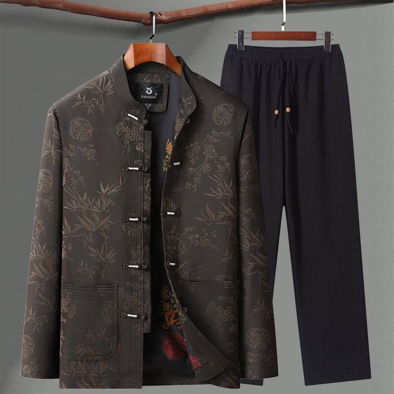 老人唐装男夹克套装春秋中老年过寿生日衣服爷爷装中国风爸爸外套,男装,唐装,淘宝优惠券,粉丝福利购,淘宝优惠卷
