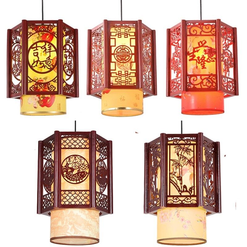 中式木艺灯笼吊灯餐厅酒店走廊火锅店饭店大堂中国风古典羊皮灯具,家装灯饰光源,客厅吊灯,淘宝优惠券,粉丝福利购,淘宝优惠卷