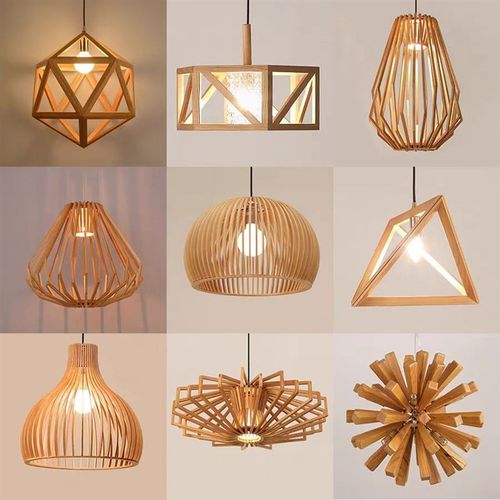 现代中式餐厅客厅实木吊灯创意鸟笼饭店木艺吊灯单头日式木质灯具