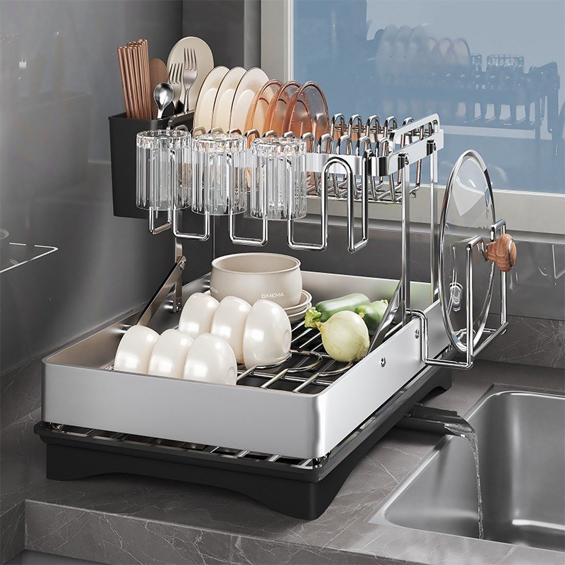 厨房碗碟沥水架不锈钢水槽放碗盘碗筷收纳架置物架碗架台面多功能