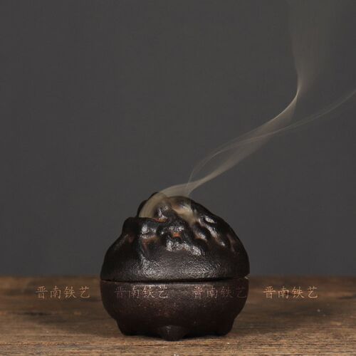 仿古铁器圆形案头貔貅香薰炉y室内禅意中式檀香沉香熏香炉摆件