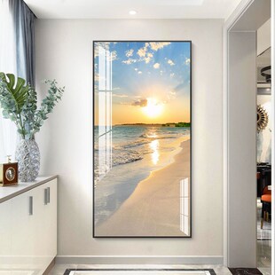 面朝大海玄关装饰画现代简约走廊过道壁画单幅进门玄关画竖版挂画