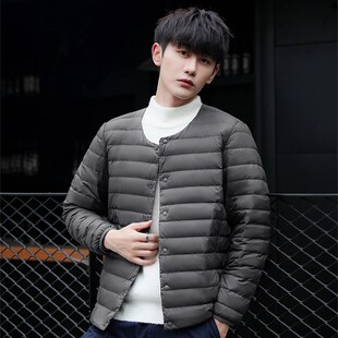 2021男式V领羽绒服内胆 高级轻薄款男士轻型羽绒服男装保暖内搭暖