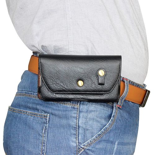 复古手机包穿皮带挂腰包男士中年老人插交通卡槽皮套6寸6.5寸新潮