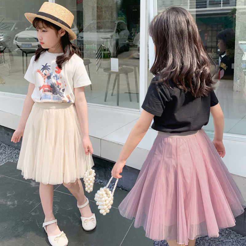 女童半身裙2023春夏新款网纱公主裙女孩高腰洋气蓬蓬纱裙鱼尾短裙