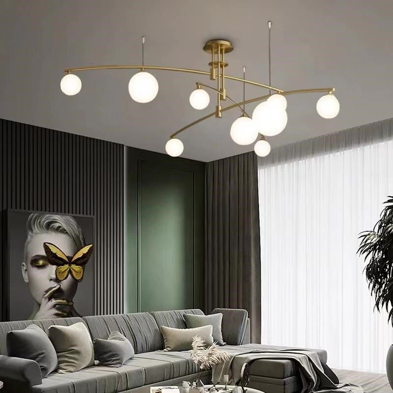 北欧轻奢客厅吊灯现代简约餐厅灯网红卧室魔豆吊灯工业风分子灯具