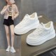 女夏季 透气增高女鞋 6cm小个子M休闲松糕鞋 厚底小白鞋 百搭真皮板鞋
