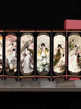 桌面漆器小屏风装饰品中国风出国礼品家居摆件特色工艺品纪念品