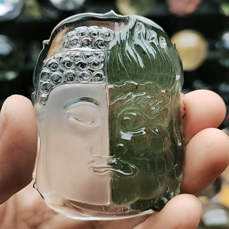 天然绿幽灵吊坠手把件 一念之间
