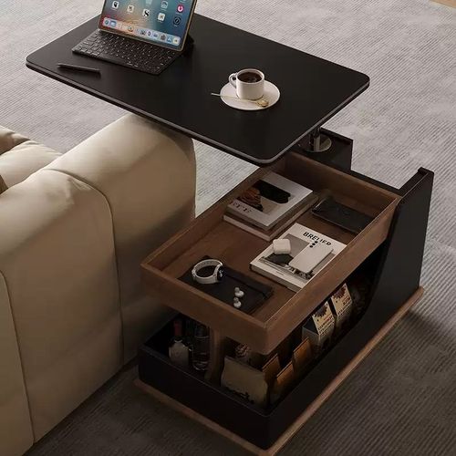 实木可移动升降边几阳台小推车客厅家用茶几台桌现代轻奢沙发边柜