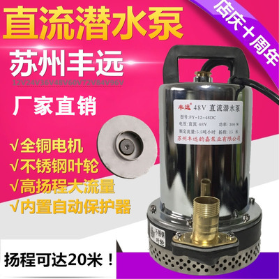 丰远直流水泵电瓶车电动车潜水泵12v24v36v48v60v72伏农用抽水机