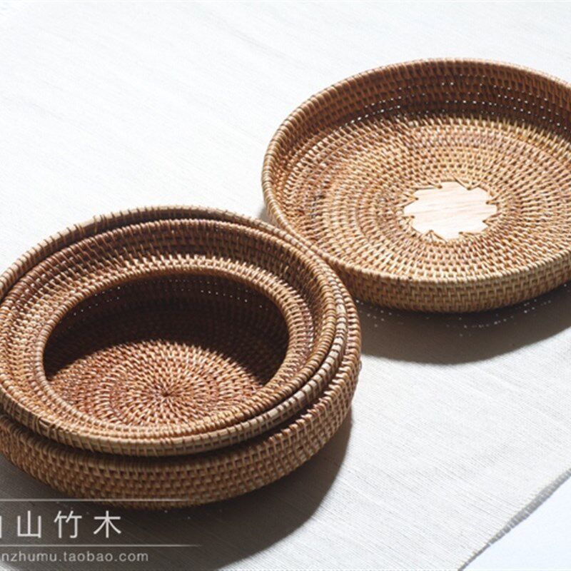 越南 藤编 普洱茶饼 两饼 2饼 茶叶罐 茶道 收纳 储存盒 山山竹木