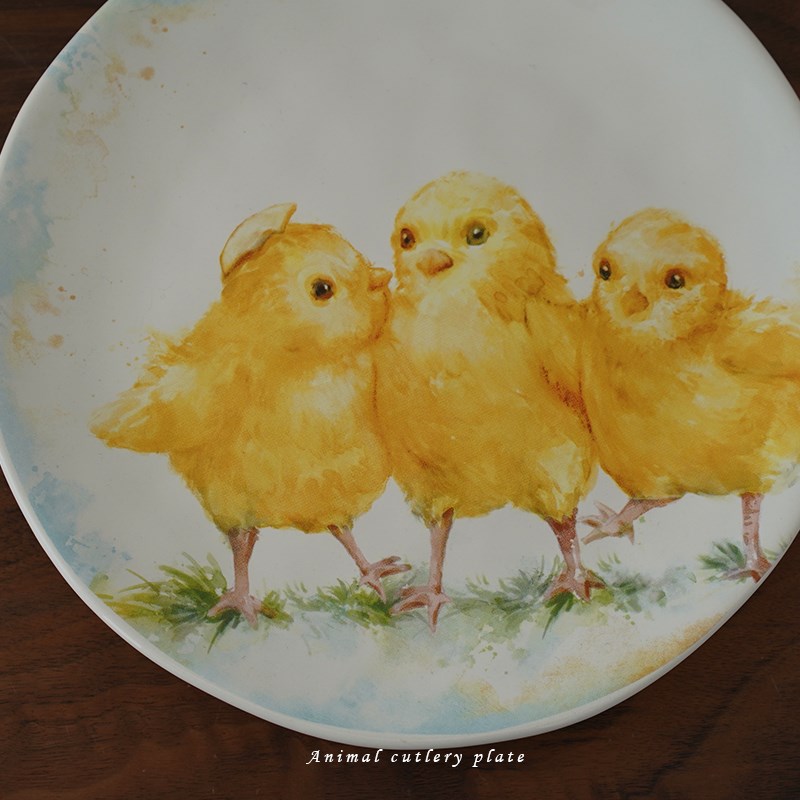 插画风 出口欧式乡村小鸡釉下彩陶瓷8.5寸餐盘 点心盘牛排盘平盘