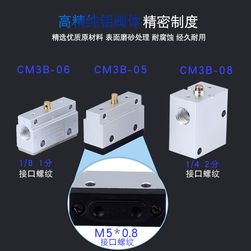 气动机械阀CM3PF/PM/PP/PL/R/L/HS/V/Y-06-05-08手动按钮开关气阀 - 实物图