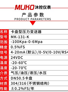 卫生卡箍式压力变送器数显卡盘型压力传感器4-20mA快装液位传感器