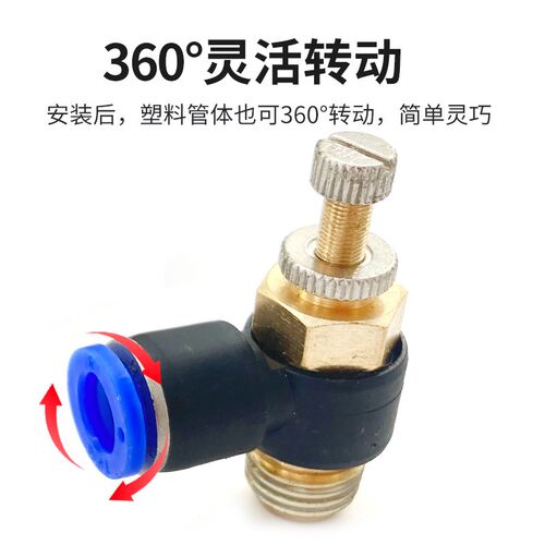 气动快速接头可调节流阀SL6-01/8-02/10-03/12-0416-04SC调速快插